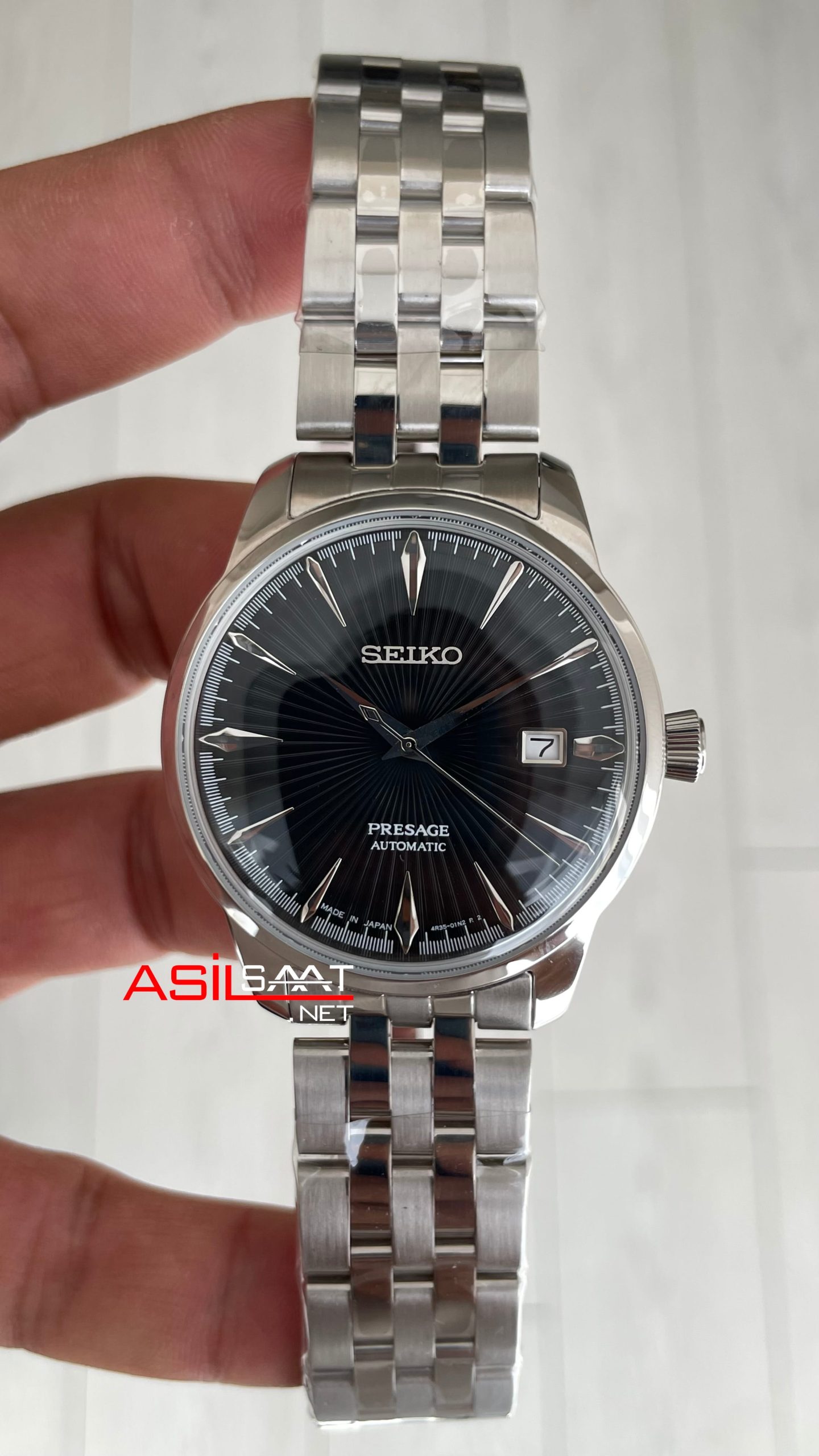 Seiko Presage Siyah Kadran Silver 40mm Replika Saat