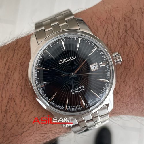Seiko Presage Siyah Kadran Silver 40mm Replika Saat