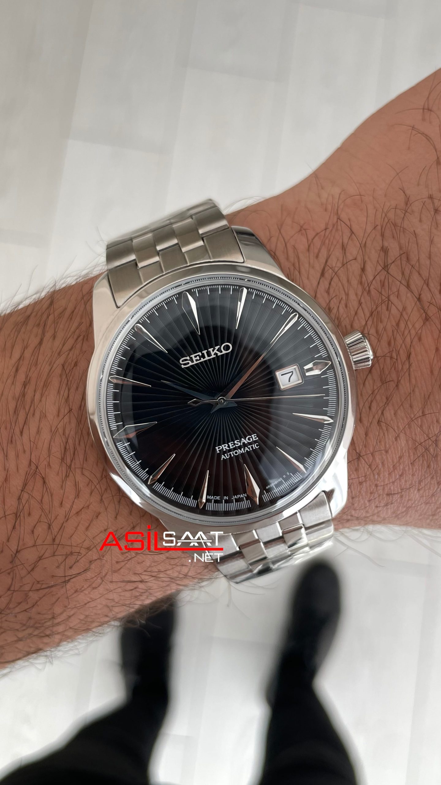Seiko Presage Siyah Kadran Silver 40mm Replika Saat