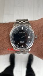 Seiko Presage Siyah Kadran Silver 40mm Replika Saat