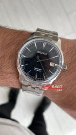 Seiko Presage Siyah Kadran Silver 40mm Replika Saat