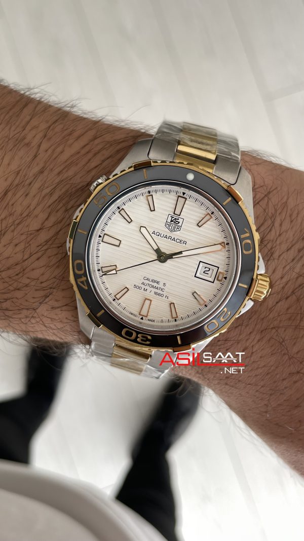 TAG Heuer Aquaracer Calibre 5 Beyaz Kadran 41mm Two Tone Gold 2824 Swiss ETA Saat TAG Heuer Aquaracer Calibre 5 Beyaz Kadran 41mm Two Tone Gold 2824 Swiss ETA Saat