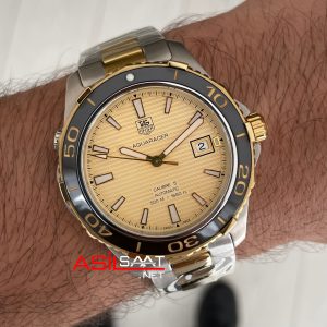 TAG Heuer Aquaracer Calibre 5 Champagne 41mm 2824 Two Tone Gold Swiss ETA Saat