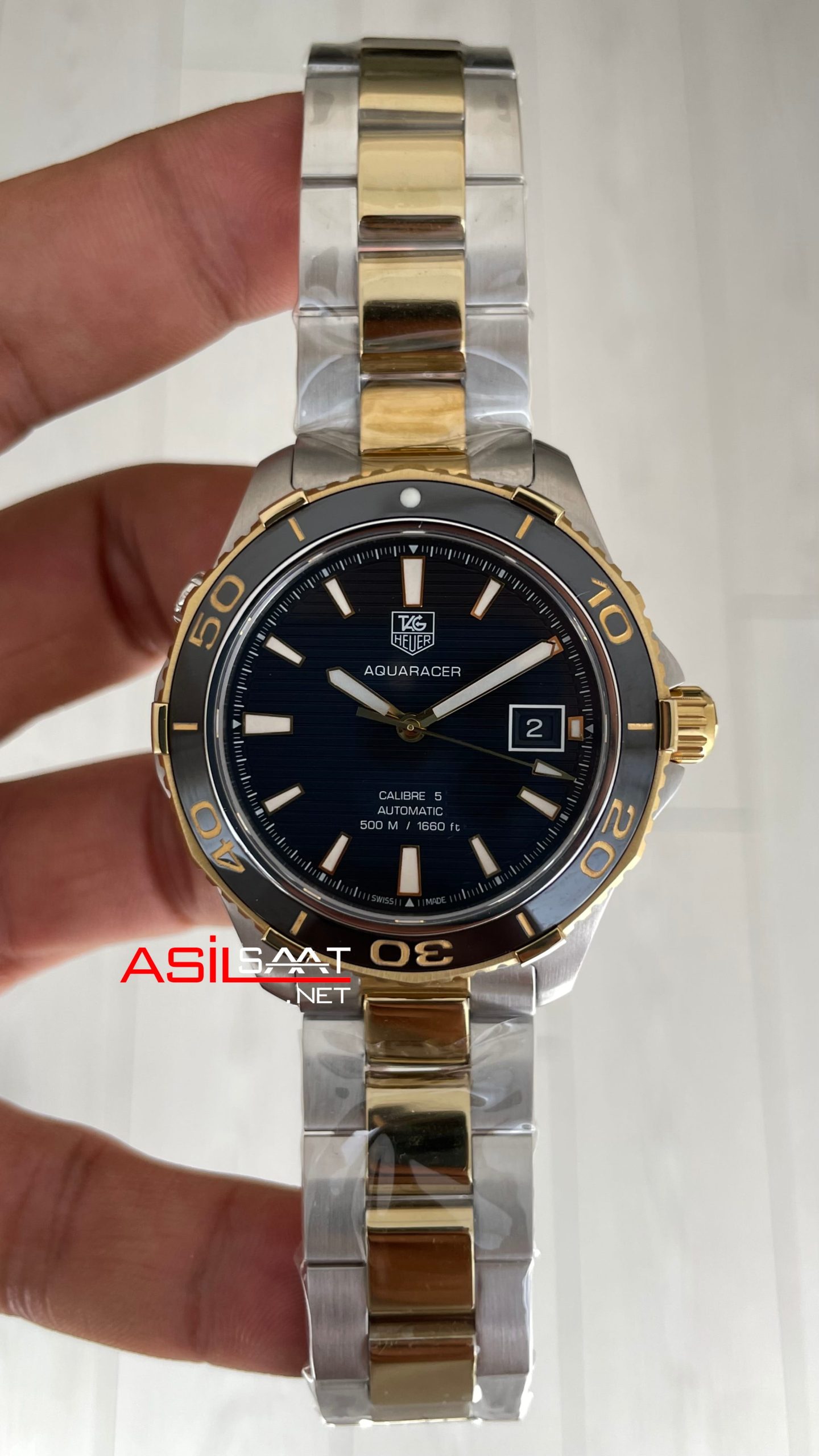 TAG Heuer Aquaracer Calibre 5 Siyah Kadran 41mm Two Tone Gold 2824 Swiss ETA Saat