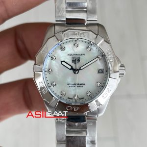 TAG Heuer Aquaracer Solargraph Mother Of Pearl Diamond Beyaz 32mm Replika Saat