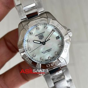 TAG Heuer Aquaracer Solargraph Mother Of Pearl Diamond Beyaz 32mm Replika Saat