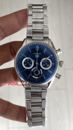 TAG Heuer Porsche Carrera Chronograph Mavi 40mm Silver Replika Saat