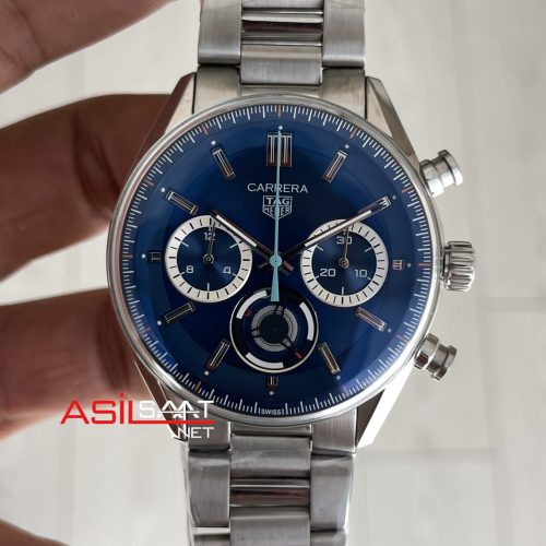 TAG Heuer Porsche Carrera Chronograph Mavi 40mm Silver Replika Saat