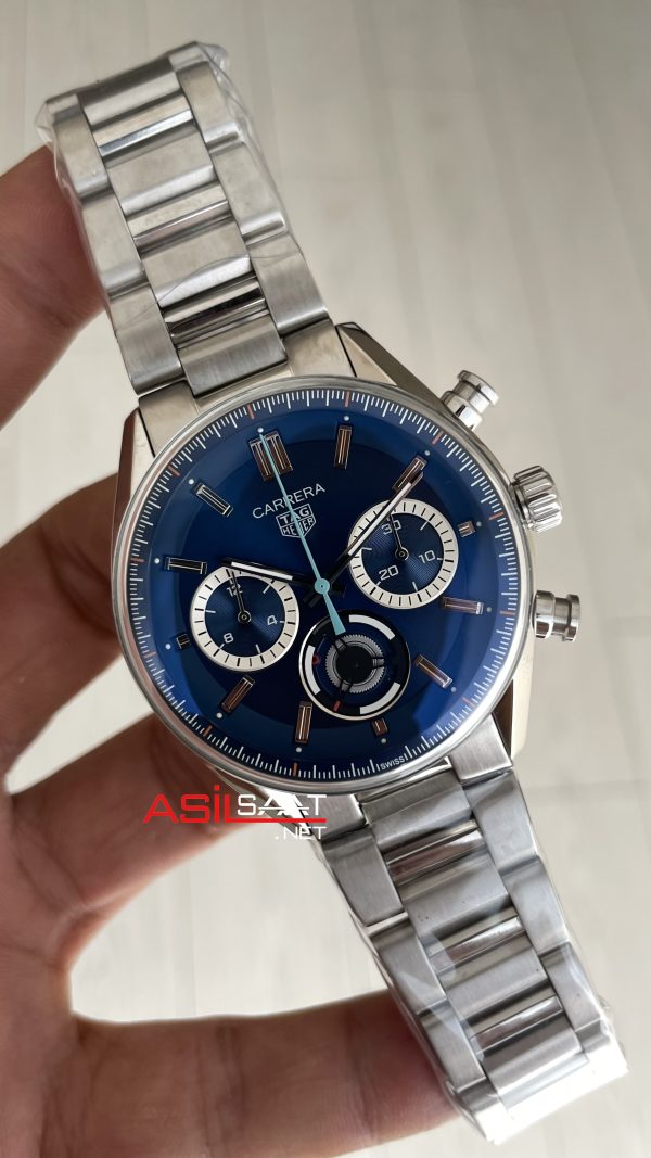 TAG Heuer Porsche Carrera Chronograph Mavi 40mm Silver Replika Saat TAG Heuer Porsche Carrera Chronograph Mavi 40mm Silver Replika Saat
