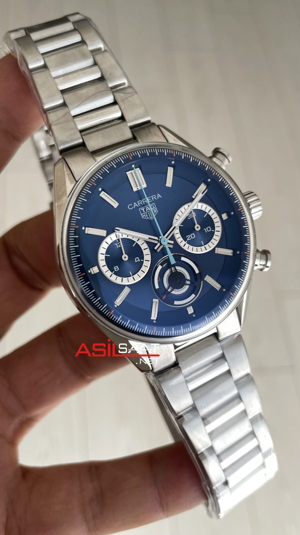 TAG Heuer Porsche Carrera Chronograph Mavi 40mm Silver Replika Saat TAG Heuer Porsche Carrera Chronograph Mavi 40mm Silver Replika Saat
