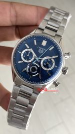 TAG Heuer Porsche Carrera Chronograph Mavi 40mm Silver Replika Saat