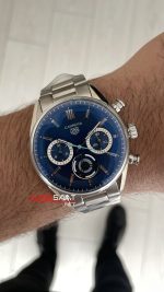 TAG Heuer Porsche Carrera Chronograph Mavi 40mm Silver Replika Saat