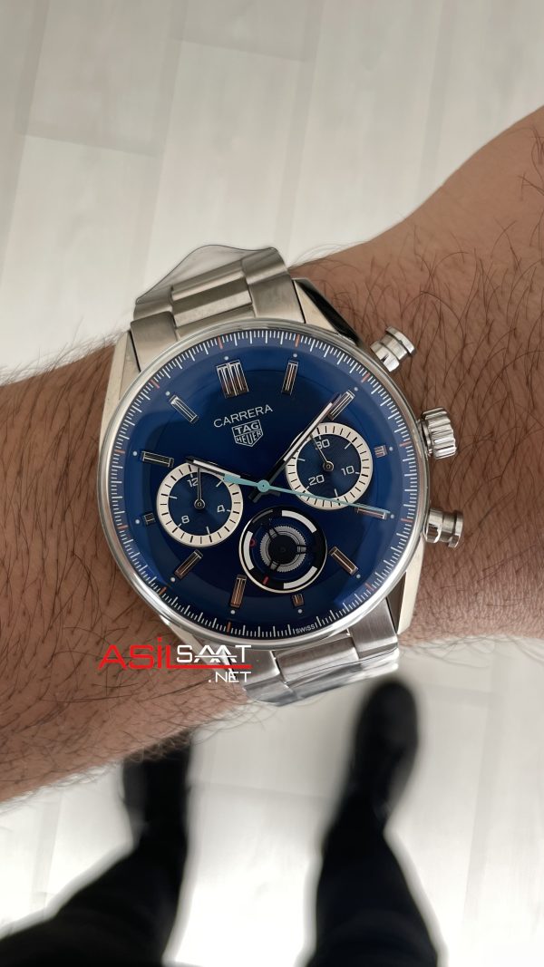 TAG Heuer Porsche Carrera Chronograph Mavi 40mm Silver Replika Saat TAG Heuer Porsche Carrera Chronograph Mavi 40mm Silver Replika Saat