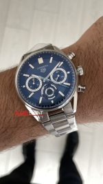 TAG Heuer Porsche Carrera Chronograph Mavi 40mm Silver Replika Saat