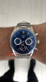 TAG Heuer Porsche Carrera Chronograph Mavi 40mm Silver Replika Saat