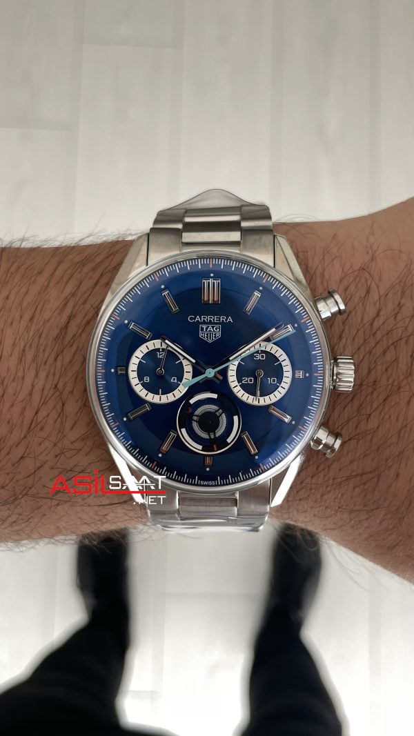 TAG Heuer Porsche Carrera Chronograph Mavi 40mm Silver Replika Saat TAG Heuer Porsche Carrera Chronograph Mavi 40mm Silver Replika Saat