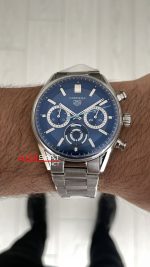 TAG Heuer Porsche Carrera Chronograph Mavi 40mm Silver Replika Saat