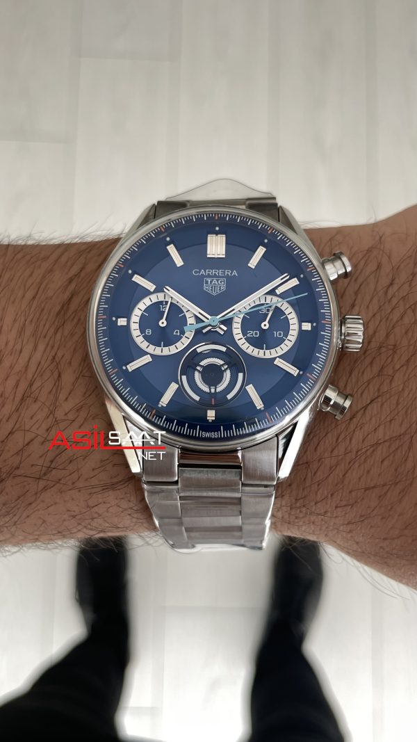 TAG Heuer Porsche Carrera Chronograph Mavi 40mm Silver Replika Saat TAG Heuer Porsche Carrera Chronograph Mavi 40mm Silver Replika Saat