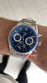 TAG Heuer Porsche Carrera Chronograph Mavi 40mm Silver Replika Saat