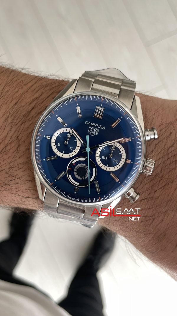 TAG Heuer Porsche Carrera Chronograph Mavi 40mm Silver Replika Saat TAG Heuer Porsche Carrera Chronograph Mavi 40mm Silver Replika Saat