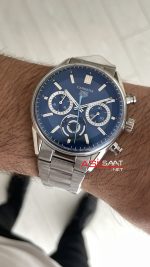 TAG Heuer Porsche Carrera Chronograph Mavi 40mm Silver Replika Saat