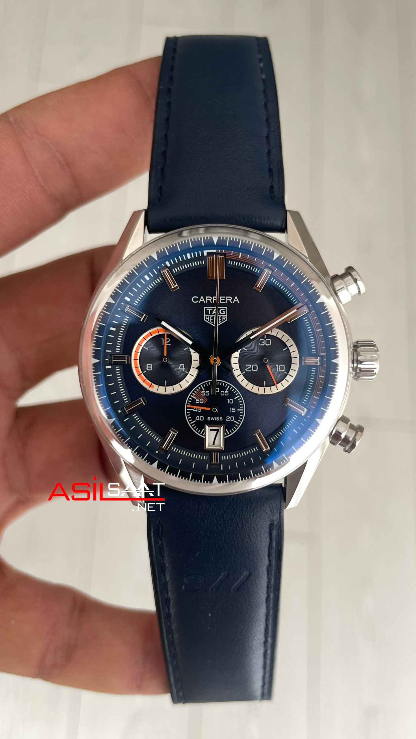 TAG Heuer Porsche Carrera Chronograph Mavi Deri 40mm Replika Saat TAG Heuer Porsche Carrera Chronograph Mavi Deri 40mm Replika Saat