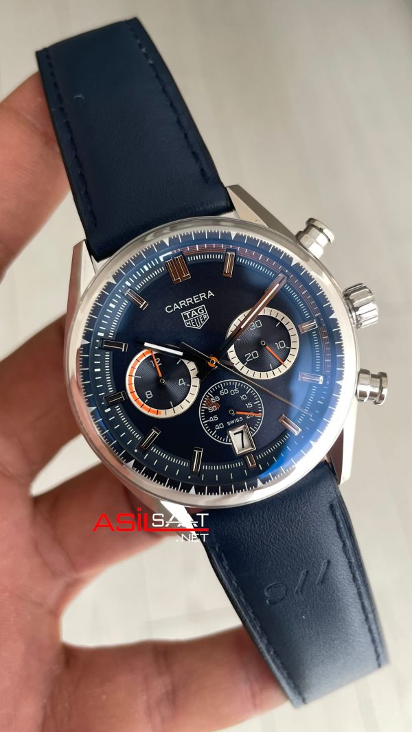 TAG Heuer Porsche Carrera Chronograph Mavi Deri 40mm Replika Saat TAG Heuer Porsche Carrera Chronograph Mavi Deri 40mm Replika Saat