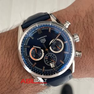 TAG Heuer Porsche Carrera Chronograph Mavi Deri 40mm Replika Saat