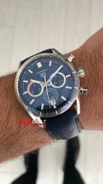 TAG Heuer Porsche Carrera Chronograph Mavi Deri 40mm Replika Saat