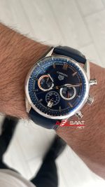 TAG Heuer Porsche Carrera Chronograph Mavi Deri 40mm Replika Saat