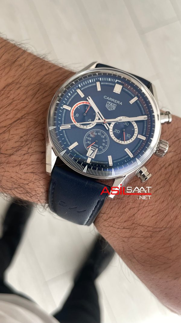 TAG Heuer Porsche Carrera Chronograph Mavi Deri 40mm Replika Saat TAG Heuer Porsche Carrera Chronograph Mavi Deri 40mm Replika Saat