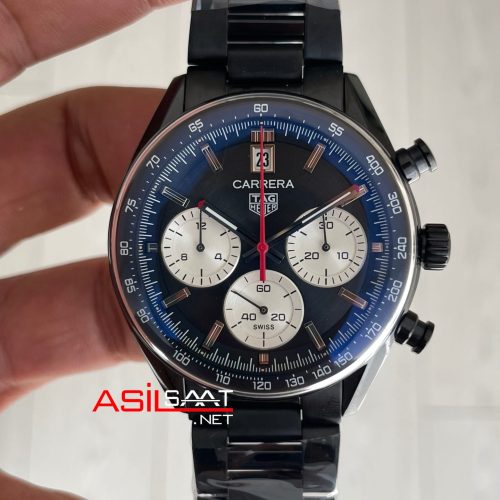 TAG Heuer Porsche Carrera Chronograph Siyah Kadran 40mm PVD Black Replika Saat