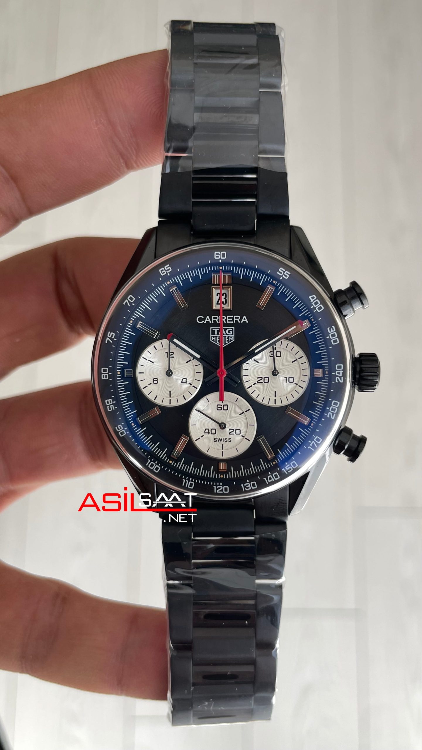 TAG Heuer Porsche Carrera Chronograph Siyah Kadran 40mm PVD Black Replika Saat TAG Heuer Porsche Carrera Chronograph Siyah Kadran 40mm PVD Black Replika Saat