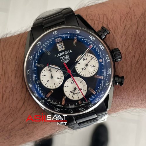 TAG Heuer Porsche Carrera Chronograph Siyah Kadran 40mm PVD Black Replika Saat
