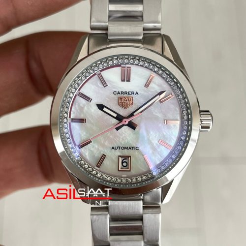 TAG Heuer Porsche Carrera Date Mother Of Pearl 36mm Silver Kadın Kol Saati
