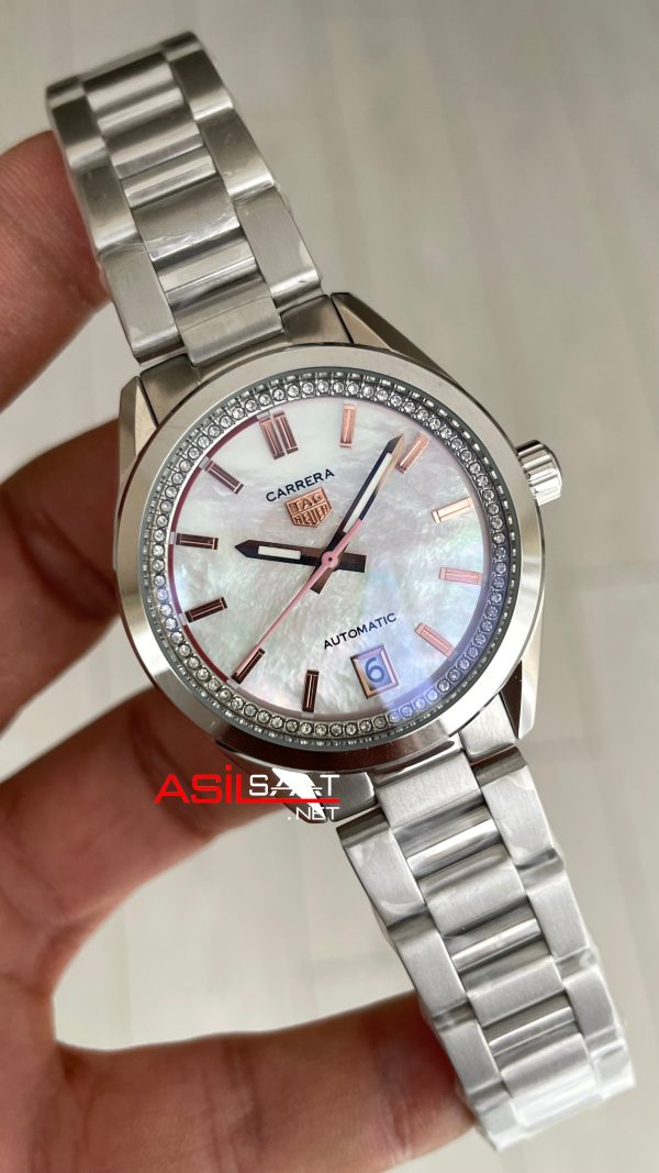 TAG Heuer Porsche Carrera Date Mother Of Pearl 36mm Silver Kadın Kol Saati