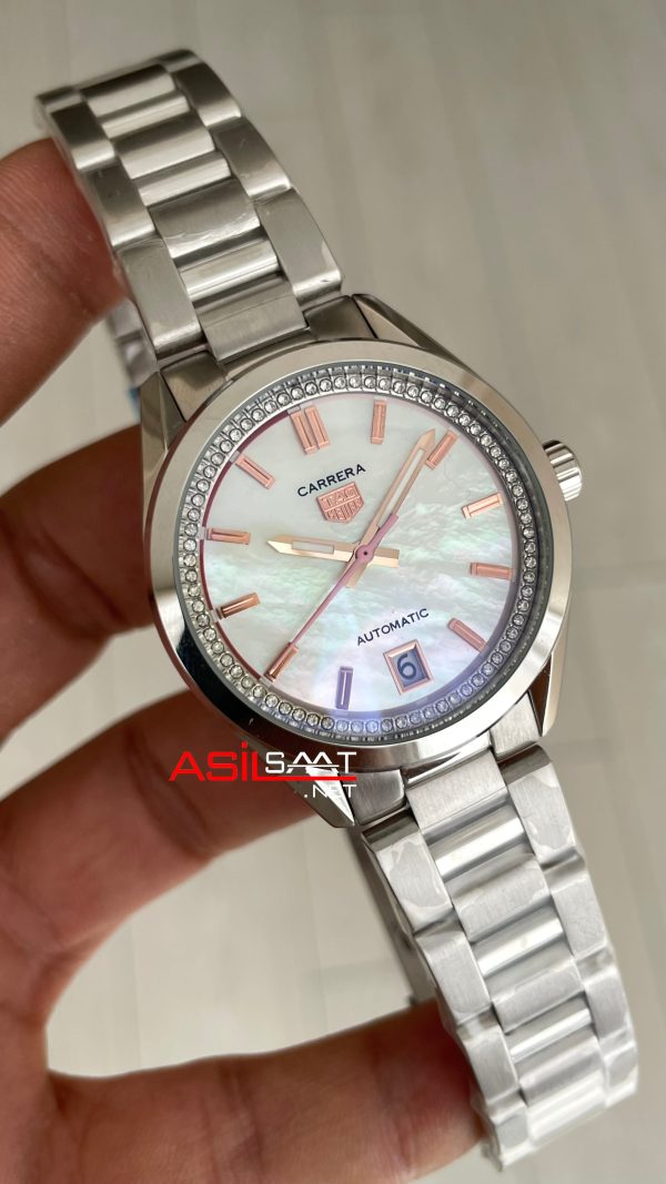 TAG Heuer Porsche Carrera Date Mother Of Pearl 36mm Silver Kadın Kol Saati