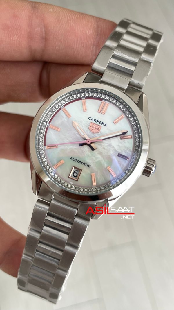 TAG Heuer Porsche Carrera Date Mother Of Pearl 36mm Silver Kadın Kol Saati