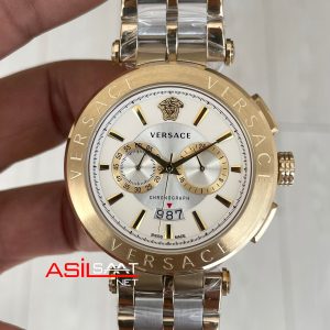 Versace Aion Chronograph Beyaz 45mm Two Tone Gold