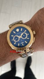 Versace Aion Chronograph Mavi 45mm Two Tone Gold