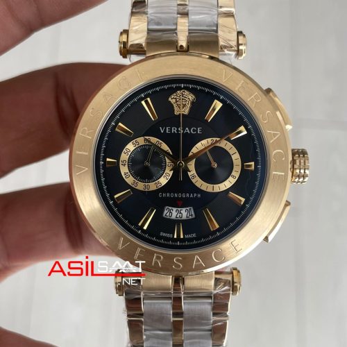 Versace Aion Chronograph Siyah 45mm Two Tone Gold