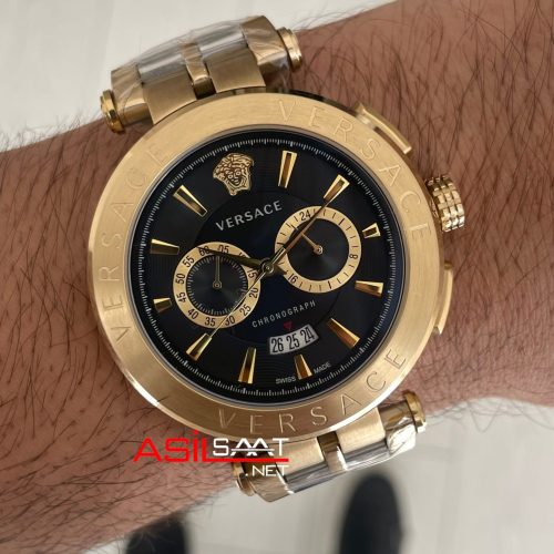 Versace Aion Chronograph Siyah 45mm Two Tone Gold