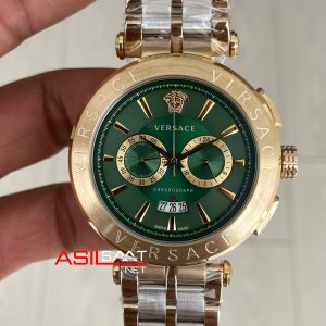 Versace Aion Chronograph Yeşil 45mm Two Tone Gold