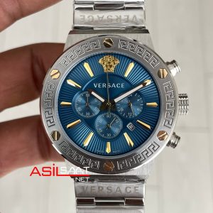 Versace Greca Chronograph Mavi Kadran 43mm Replika Saat