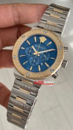 Versace Greca Chronograph Mavi Kadran 43mm Two Tone Gold Replika Saat