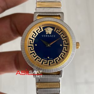 Versace Greca Flurish Mavi 35mm Two Tone Gold Kadın Saati