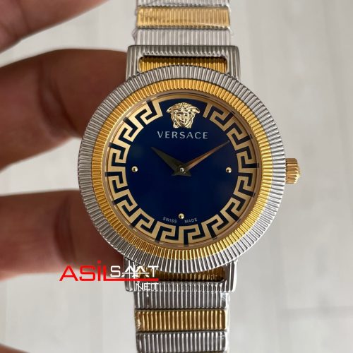 Versace Greca Flurish Mavi 35mm Two Tone Gold Kadın Saati