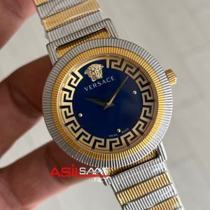 Versace Greca Flurish Mavi 35mm Two Tone Gold Kadın Saati