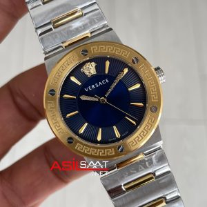 Versace Greca Logo Mavi Kadran 38mm Two Tone Gold Kadın Saati