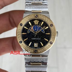 Versace Greca Logo Moonphase Siyah Kadran 38mm Silver Gold Kadın Saati